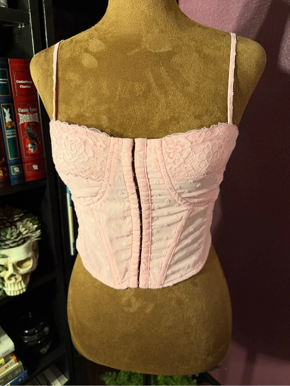 Women’s Pink Lace Bustier Corset Top